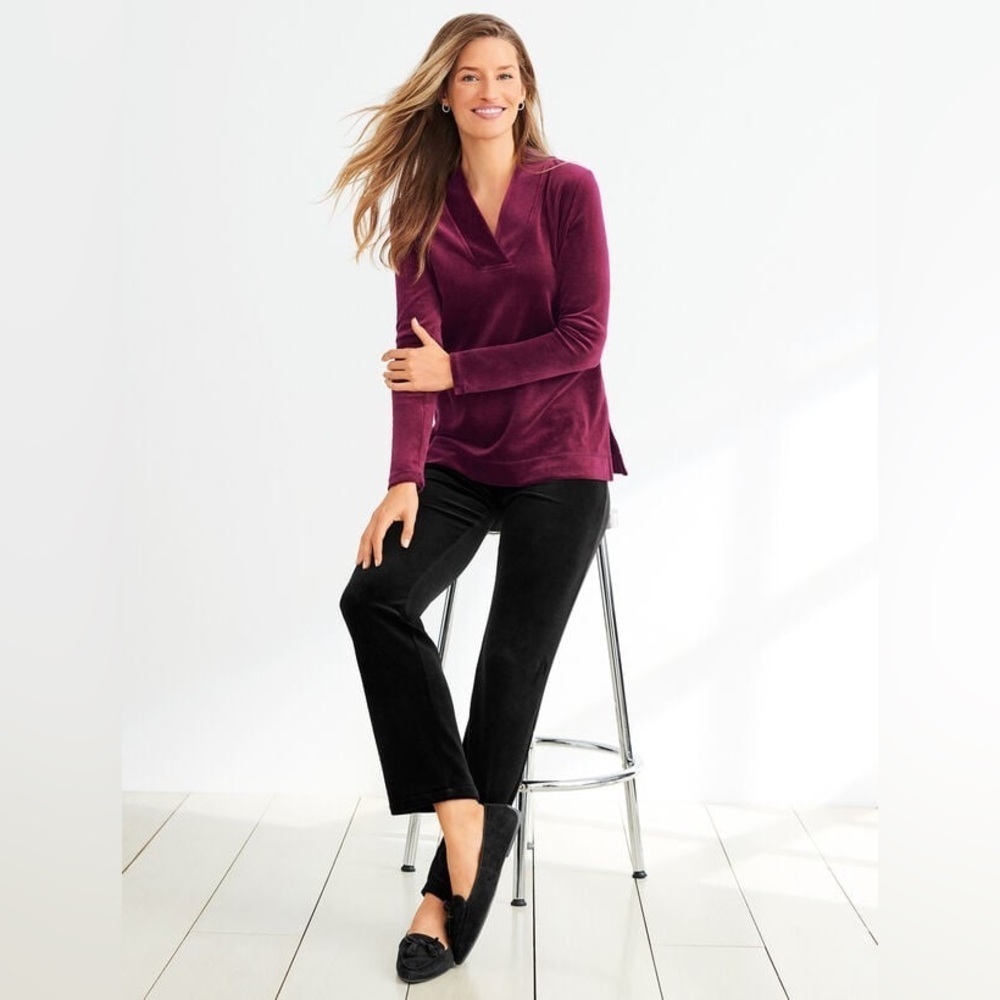 Talbots Luxe Dewberry Velour V-Neck Tunic size medium